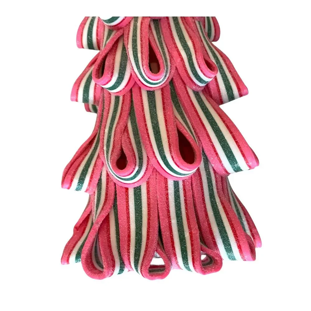Christmas Peppermint Square Ribbon Candy Clay Dough Tree Pink, Green & White New